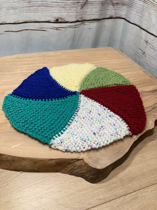 Handmade Other - Set of 2 Handmade Knit Pinwheel Doilies Round Cotton Mats Multi Color